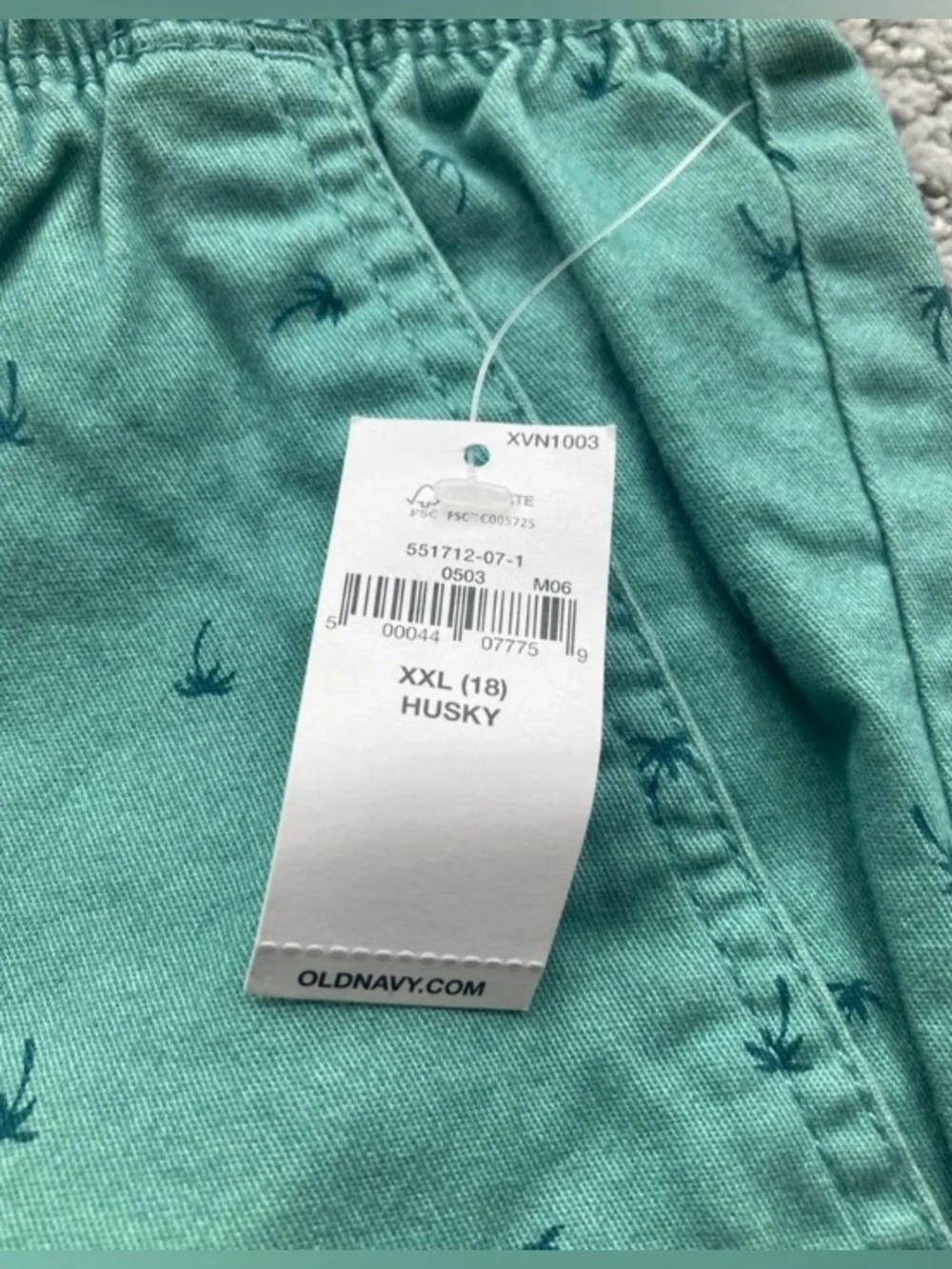 Old Navy Teal Green Palm-Print Drawstring Shorts